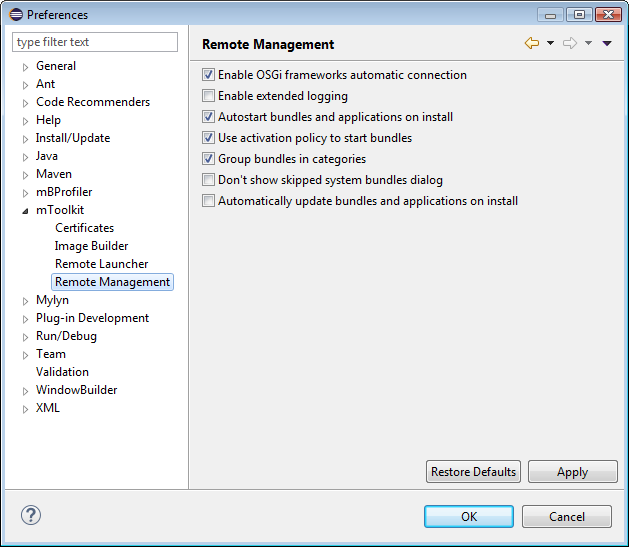 Customizing OSGi Runtime Management